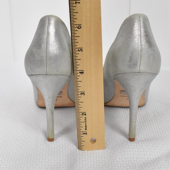 Badgley Mischka Metallic Peep Toe Heels Size 7.5 - Picture 4 of 6